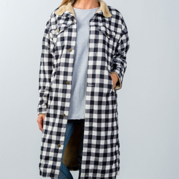 Plaid Fur Lined Coat - Picture 3 of 4